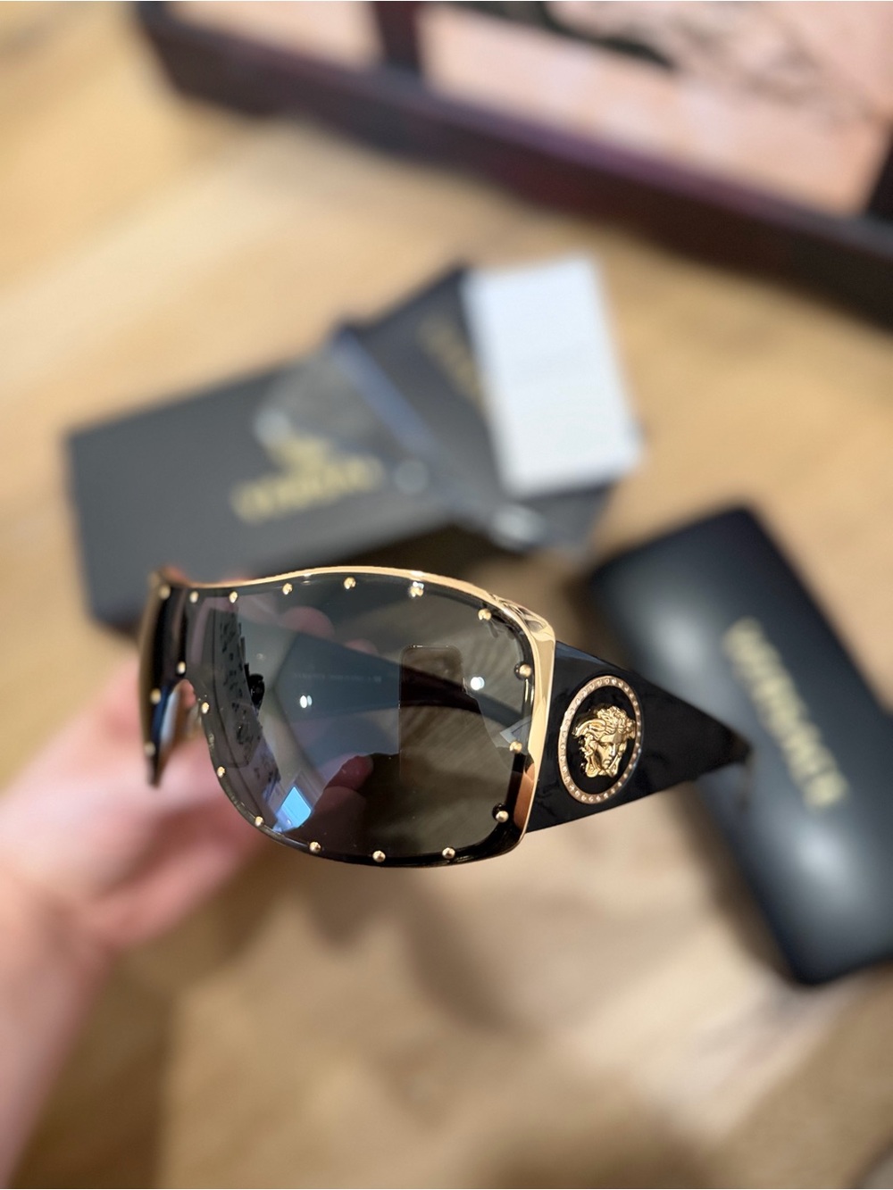 Versace Black and Gold Women’s Sunglasses - Picture 2 of 10
